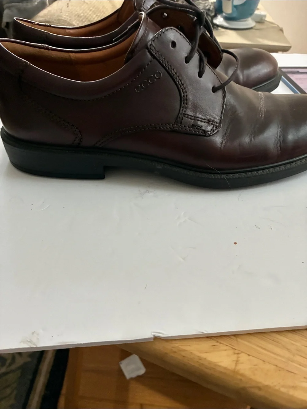 Ecco Men's Classic Lace-Up Leather Dress Shoes - Brown, Size 13.5